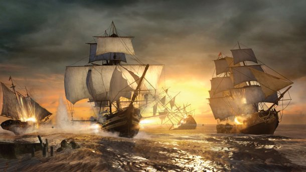 The Aquila, destroying enemy ships